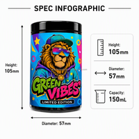 Botol Kaca UV Violet 3,5g Grosir dengan Tutup, Cetak Label Kustom untuk Kemasan Bunga Kering, Wadah Kedap Udara Anti Bau