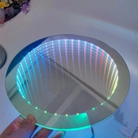 Miroir infini RGB en acrylique DIY 200MM 2-en-1 avec lumière Abyss, décoration murale personnalisée, éclairage d'ambiance télécommandé pour événements à domicile