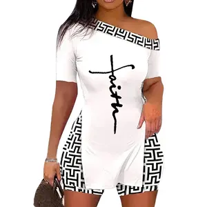 Two-piece Women's Geometric Print Short Sleeve T-shirt And High Waist Shorts Set - Comfortable And Stylish Outfit