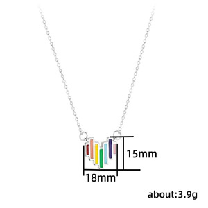 Collar con colgante de corazón de color arcoíris para mujer, cadena sencilla y moderna para la clavícula, joyería. - Product Image 5