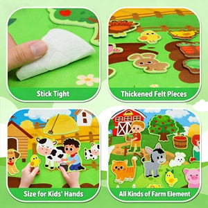 Kit de jeu interactif mural en feutre <span class=keywords><strong>sur</strong></span> le thème des animaux de la ferme pour la petite enfance : tableau d'activités, récit d'histoires et apprentissage précoce pour tout-petits et enfants - Product Image 3