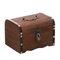 Boîte de rangement rétro en bois coffre au trésor, organisateur de trésor en bois tirelire tirelire avec serrure et clés, boîte de rangement en bois