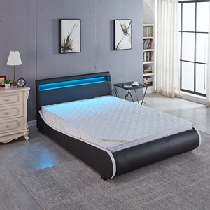 Lit avec tiroirs de rangement de style européen moderne, <span class=keywords><strong>sommier</strong></span> <span class=keywords><strong>à</strong></span> <span class=keywords><strong>lattes</strong></span> en bois, promotion, <span class=keywords><strong>cadre</strong></span> en bois rembourré en cuir - Product Image 2