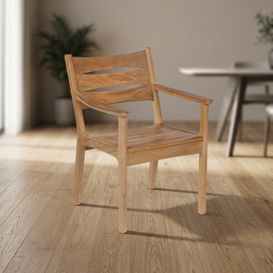 Modern Wood <b>Dining</b> Chair with Armrests-Eco-Friendly Waterproof & Durable for Home Office & Park Use - Product Image 2