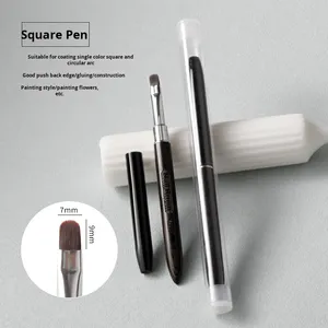 Large Flat Head Gel Nail Art Brush Nylon Bristle Wooden Handle with Lid Acrylic <b>Builder</b> Gel Manicure Salon Nail Painting Tool - Product Image 6