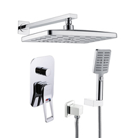 Empolo luxe poignée unique Chrome salle de bain en laiton système de douche encastré montage mural hôtel pluie motif mélangeur céramique Valve noyau