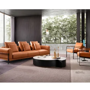 Canapé en cuir style moderne, ensemble de meubles de salon, sofa en L, fonction matériel personnalisable, table latérale, bon marché, 2022
