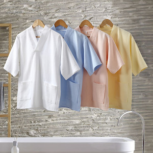 Combinaison de sauna pour femme en pur coton, manches courtes, avec poches, pour spa et bain - Product Image 1