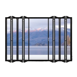 Aluminum Alloy Bi Fold <b>Door</b> Double Tempered Glass Outdoor Folding <b>Screen</b> Contemporary Design Onsite Installation - Product Image 1