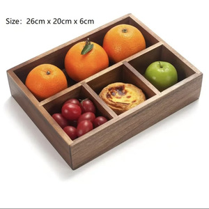 ถาดเก็บของไม้อะคาเซีย 26x20x6 ซม. 4-7 ช่อง กล่องจัดระเบียบตั้งโต๊ะทรงสี่เหลี่ยม สีพื้น พับได้ - Product Image 3