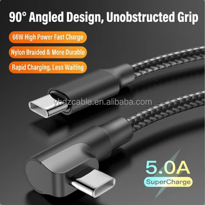 Cable USB C de 60W con Ángulo Recto de 90 Grados, Trenzado, Tipo C a Tipo C, Carga Rápida para MacBook, iPad, iPhone y Samsung - Product Image 1