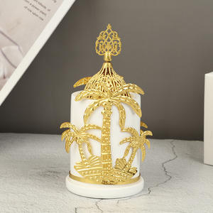 Brûleur d'encens minimaliste en métal doré en forme d'arbre, style simple, décoration aromatique pour la maison, porte-bougie de luxe léger pour huiles essentielles - Product Image 6