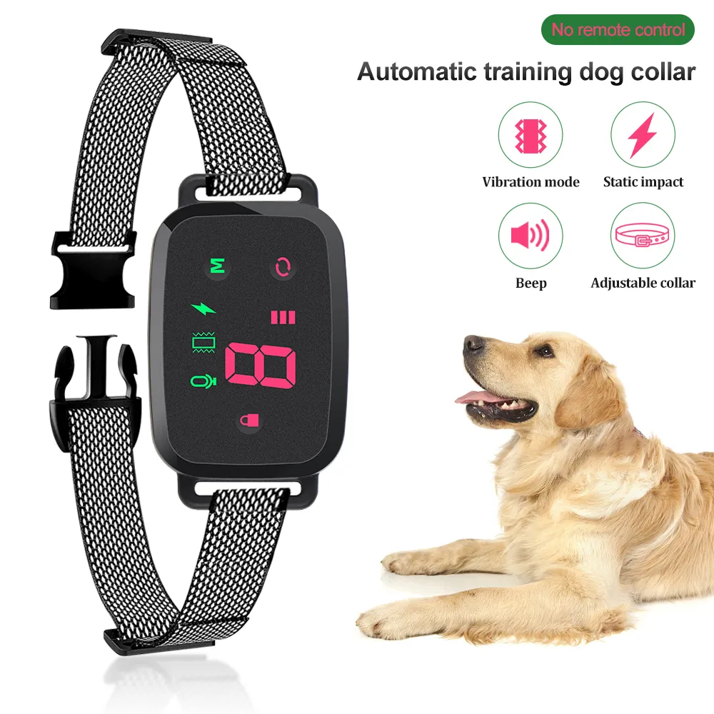 Collar de entrenamiento eléctrico para perros, dispositivo antiladridos, resistente al agua, con pantalla LED, No requiere control remoto, para entrenamiento automático