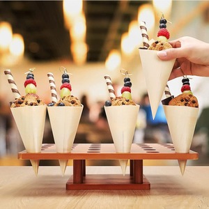 Perforated wooden sushi rack, minimalist modern display rack, wooden square ice cream holder. - Product Image 1