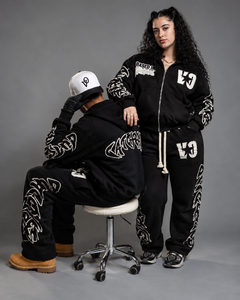 Ensemble de survêtement d'hiver personnalisé 500 GSM épais avec fermeture éclair, imprimé, appliqué et brodé, style streetwear, 100% coton - Product Image 6