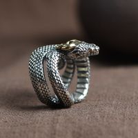Bijoux de personnalité rétro Europe amérique réglable hommes Python anneau Dark Punk Style tridimensionnel serpent enroulement anneau