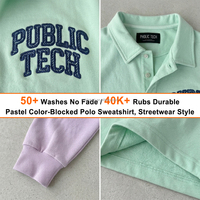 Private Label T-Shirt Hersteller Maßgeschneidertes Kettenbesticktes Langarm Farbblock Übergroßes T-Shirt mit Umlegekragen für Herren