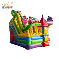WINSUN Château gonflable semi-fermé personnalisé en PVC écologique avec combo montagnes russes pour fêtes