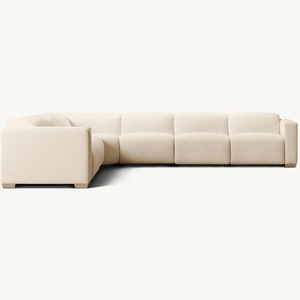 أريكة فاخرة عصرية مريحة لغرفة المعيشة أثاث داخلي مصنوع يدويًا من الجلد الناعم أرائك قياسية على شكل حرف L - Product Image 1