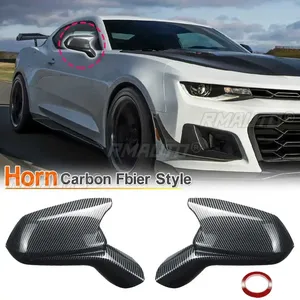1 par de cubiertas de espejo retrovisor lateral estilo cuerno en negro brillante para Chevy Camaro SS RS ZL1 LT 2016-2021 - Product Image 1