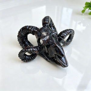 Calaveras <span class=keywords><strong>de</strong></span> Oveja Grabadas en Cristal, Tallado <span class=keywords><strong>de</strong></span> Calaveras <span class=keywords><strong>de</strong></span> Carnero en Yooperlite, Piedra Curativa - Product Image 4