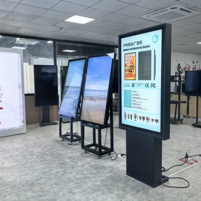 55-Inch 3000 Nits IP65 Waterproof LCD Outdoor Digital Signage Floor Stand Kiosk with Elevator Use and 1-Year Warranty