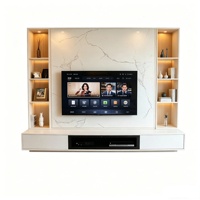 Mueble de TV con Textura de Madera Personalizada, Moderno y Sencillo, Flotante, para Montar en la Pared, Centro de Entretenimiento para Sala de Estar