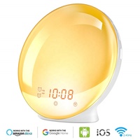 Smart Wake luz dormir ayuda alarma de reloj Digital Wifi aplicación de voz Control Sunrise Sunset simulación Radio FM lámpara colorida