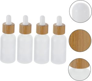 Emballage cosmétique de luxe, flacon compte-gouttes en verre transparent pour sérum visage, huile essentielle pour le corps avec couvercle en bambou, flacons compte-gouttes pour sérum - Product Image 4