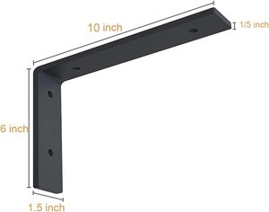 Soportes de Estante Negros Rústicos de 10 Pulgadas, Soporte de Estante Industrial de Acero Metálico de 10 x 6 Pulgadas - L10 x H 6" x W 1.5" - Product Image 1