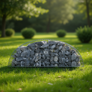 Cesto Gabion Arrotondato in Ferro Zincato 118.1x19.7x23.6 Pollici per Decorazione Giardino Esterno - Product Image 2