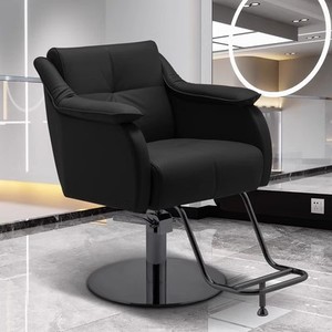 Silla de Barbero Moderna Tapizada con Base Cromada Giratoria para Salón de Belleza y Barbería - Product Image 3