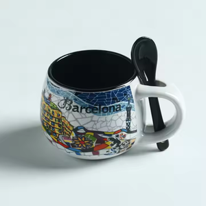 Taza de Cerámica con Diseño de Monumento Urbano de París, con Cuchara, Taza de Café con Esmalte Interior Colorido, Recuerdo de Viaje para Cocina u Oficina - Product Image 5