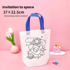 حقيبة قماش غير منسوجة للأطفال للرسم والتلوين، حقيبة يد للطلاب قابلة للتلوين، حقيبة هدايا برسومات كرتونية - Product Image 6