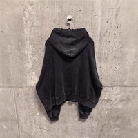 Sudadera con capucha de algodón pesado de 600 GSM para hombre, negra desgastada, con cremallera, estilo oversize y holgado, de alta calidad OEM, proveedor personalizado de 1 pieza