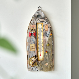 Mediterranean Wooden Boat Thermometer <b>Wall</b> <b>Decor</b> For Home Children's Room Hanging Ornament - Product Image 3