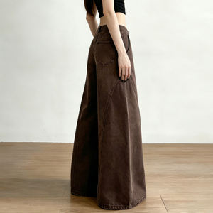 Jeans de Corte Bootcut Holgados y Transpirables para Mujer, Pantalones Vaqueros Deslavados con Dobladillo Curvo, Cintura Baja, Casuales, Lisos - Product Image 5