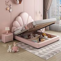 2026 Mädchen-Schlafzimmer Modernes 1,5M Einzelbett Zartrosa Prinzessinnenbett mit Muschelförmigem Kopfteil und Schubladen