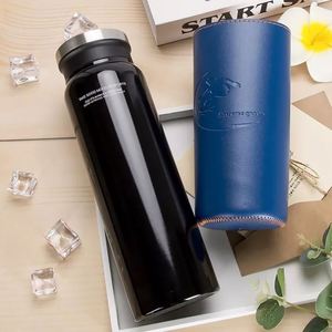 Customized 500ml High Grade Stainless Steel Vacuum Insulated Flask Thermal <b>Mug</b> With Leather Bag - Product Image 6