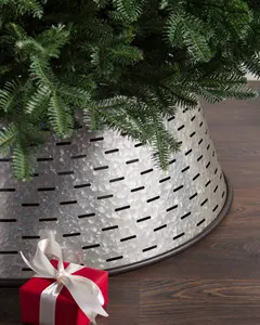 大型精神圣诞树裙子板条金属水桶钢树领圣诞树立场