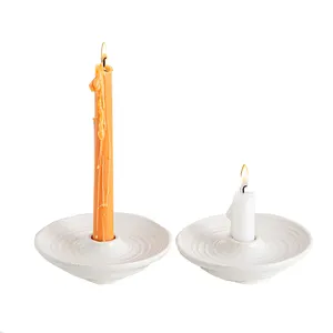 Suporte de vela de cerâmica para mesa, suporte branco para decoração de casa