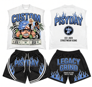 ชุดวอร์มผู้ชายสั่งทำขายส่ง เสื้อแขนสั้นฤดูร้อนและชุดวิ่งลำลองระบายอากาศ ชุดแฟชั่นผู้ชาย 2 ชิ้น ขายส่งจำนวนมาก - Product Image 1