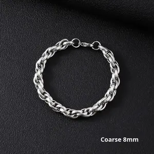 Popolare Bracciale da Uomo Semplice in Stile Punk di Alta Gamma a Catena Cubana in Acciaio al Titanio, di Tendenza in Acciaio Inossidabile a Forma di Farfalla di Ispirazione Buddista - Product Image 3