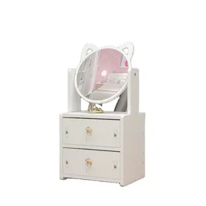Lovely convenient desktop finishing make up double layer cosmetic storage box with mirror
