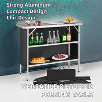 Table pliante portable d'extérieur en aluminium noir rectangulaire moderne résistante aux UV, facile à transporter, mobilier d'extérieur pour le poker