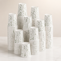 Gobelets en papier jetables à imprimé géométrique, épais, anti-fuite, à paroi simple, pour boissons chaudes et froides, café, pour le bureau, pour l'emballage