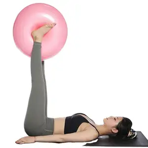 Sıcak satış özel logo renkli 50cm pvc malzeme çörek donut kadınlar yoga egzersiz için yoga denge topu