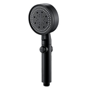 High Pressure Rain <b>Shower</b> Head Round Black Plated Top Spray With Five Speed <b>Settings</b> For <b>Bath</b> Faucets - Product Image 1
