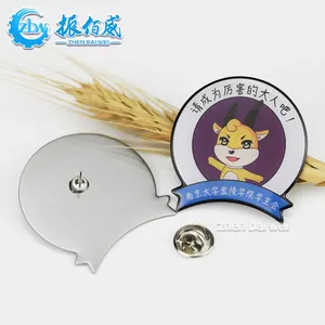 No mold fee Chinese manufacturer Custom pin Epoxy resin badge shaped personality printed pin design Metal cap drop glue pin