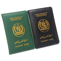 Étui de passeport fin pour le Pakistan, design personnalisé en cuir PU avec logo estampé or, porte-passeport